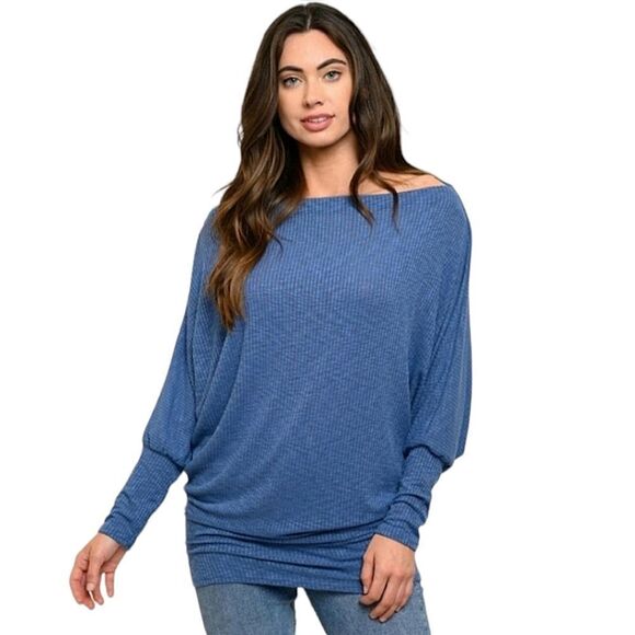 SALE Gorgeous Blue Waffle Knit Long sleeve Top - Picture 4 of 8
